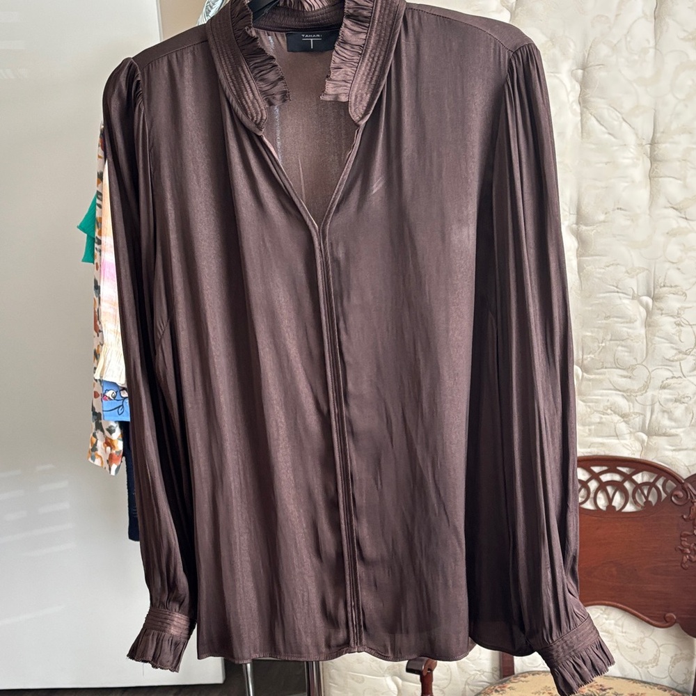 Tahari ladies Dark Brown Dress Shirt
